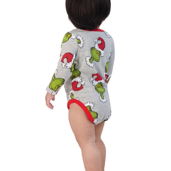 NWT: Dr. Suess:  2 The Grinch Christmas Baby Long Sleeve Body Suits Size - Picture 4 of 8